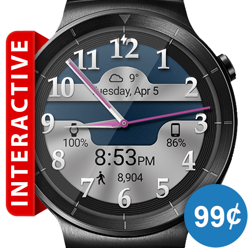 Brushed Chrome HD Watch Face &amp; Clock Widget icon