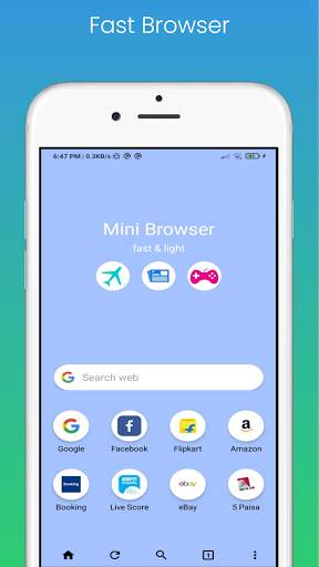 Mini Browser- Fast Web Browser स्क्रीनशॉट 1