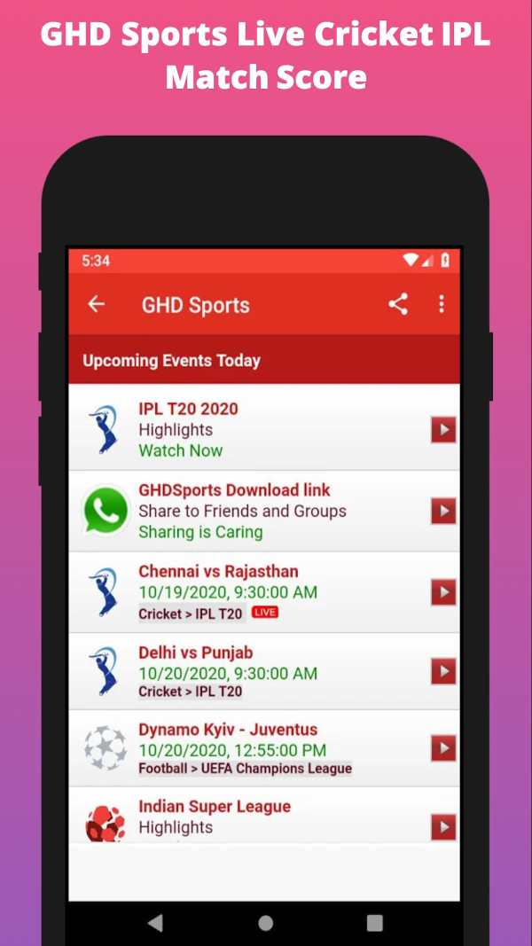 GHd SPORTS - Free HD Live TV Guide скриншот 2