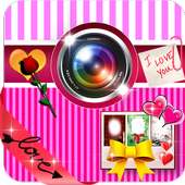 Romantic love photo montage logo