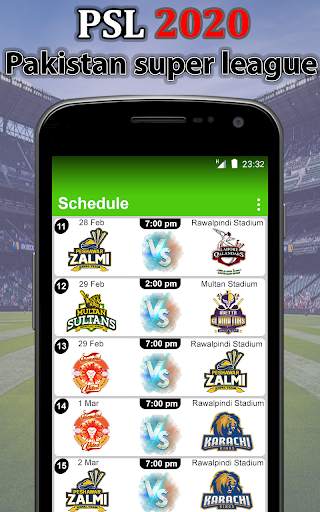 PSL-5 2020 Live Matches Schedule screenshot 4