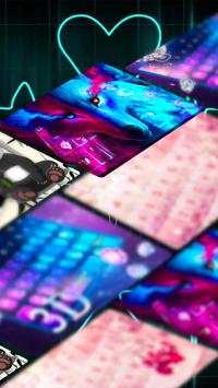 Live 3D Neon Blue Love Heart Keyboard Theme screenshot 7