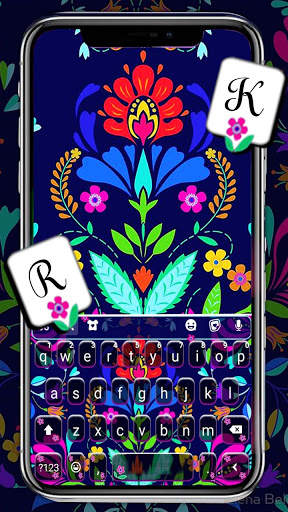 Blue Mexican Flowers Keyboard  screenshot 1