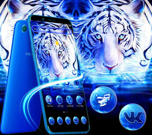 Blue White Tiger Theme screenshot 1