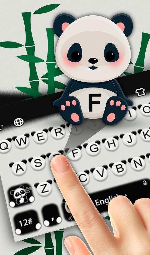 Black White Lovely Cute Panda Keyboard Theme screenshot 1