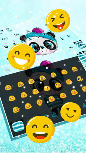 Love Glitter Blue Panda Keyboard Theme screenshot 3