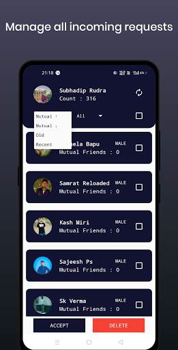 Friend Request Manager For Facebook screenshot 5