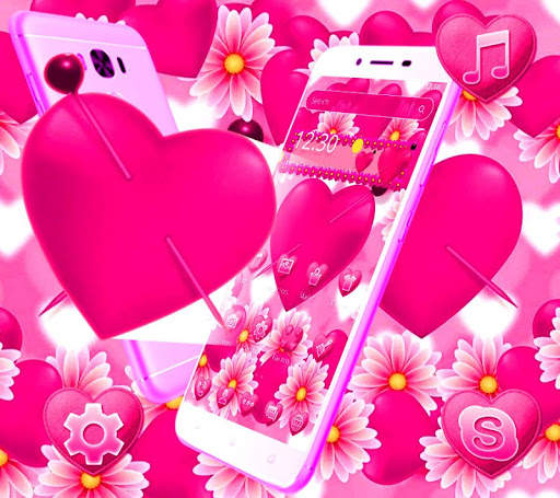 Pink Heart Flower Theme screenshot 2