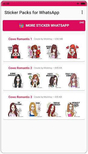 Stiker Cewe Romantis WAStickerApps screenshot 1