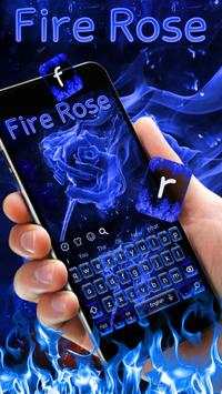 Blue Flaming Fire Rose keyboard Theme скриншот 2