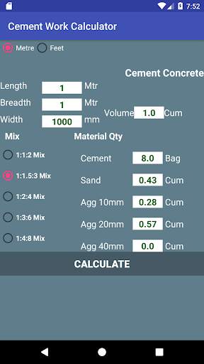 Cement Work Calculator скриншот 3