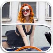 Sexy Girl Car Models Wallpaper logo