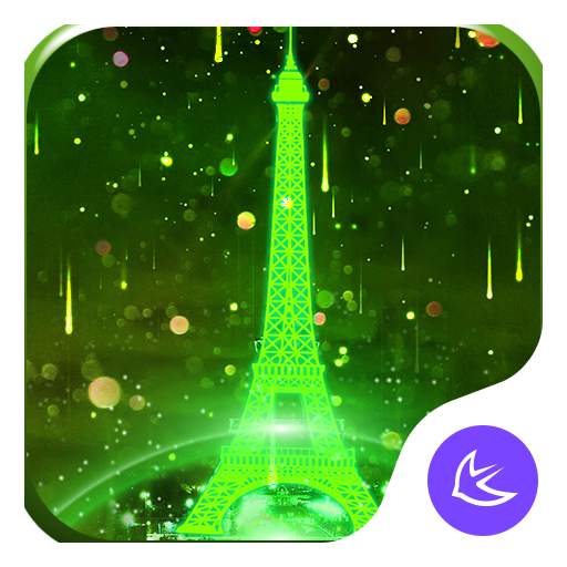 Neon Green Eiffel Tower-APUS Launcher theme 77.0.1001
