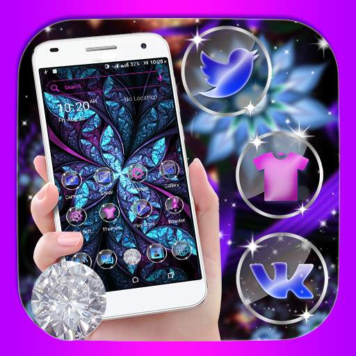 Abstract Neon Flower Launcher Theme 2.0