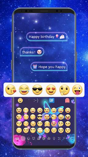 Butterfly Sparkle Neon Keyboard Theme screenshot 2