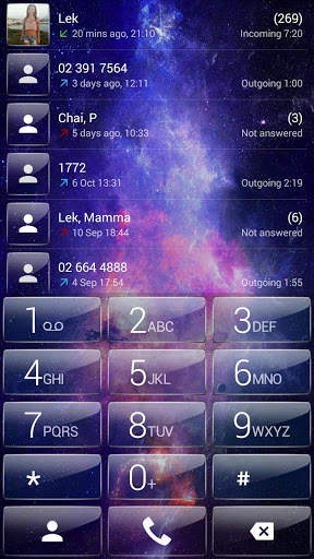 Dialer theme Galaxy Glass screenshot 2