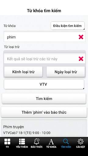 TV Vietnam - tìm kiếm và báo thức lịch phát sóng screenshot 4