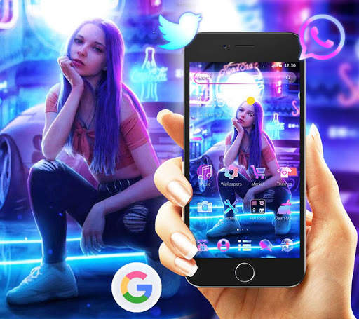 Fancy Neon Trendy Sexy Girl Launcher Theme screenshot 1