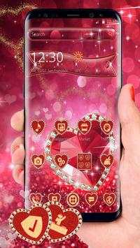 Red Glitter Diamond Heart Launcher Theme screenshot 4