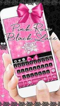 Pink Rose Black Lace Keyboard screenshot 1