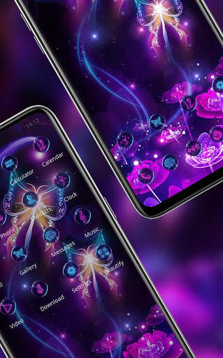 Flower theme | shining flying butterflies screenshot 3