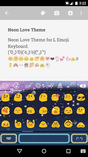Neon Love Emoji Keyboard Theme screenshot 2