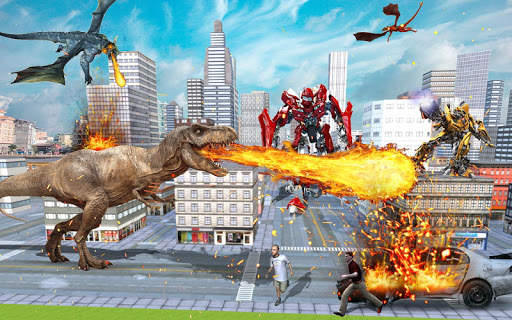 Red Robots Ranger Dino Shoot 21- Dinosaur lite 21 screenshot 1