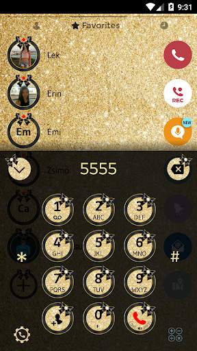 Glitter Gold Bow Phone Dialer Theme screenshot 2