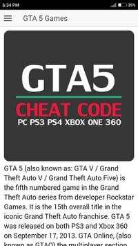 Cheat code for GTA 5 | GRAND THEFT AUTO V Games screenshot 1