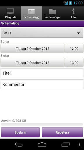 Spela in - Telia tv-box schemalägg och spela in screenshot 5