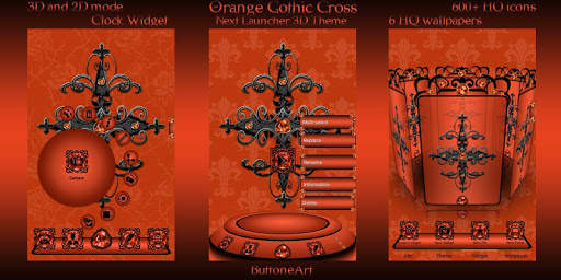 Orange Gothic Cross 3D Next Launcher theme screenshot 2