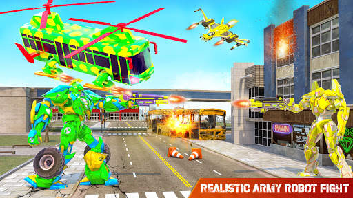 Fly Army Bus Robot Helicopter Car: Robot Car Games screenshot 6