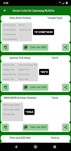 Secret Phone Codes - All Latest & Old Mobile Codes screenshot 4