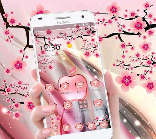 Pink Summer Flower Crystal Apple Theme 4 تصوير الشاشة