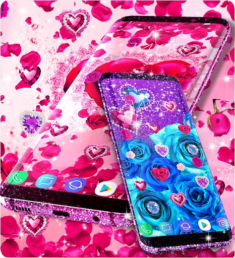 Diamond rose glitter wallpaper screenshot 4