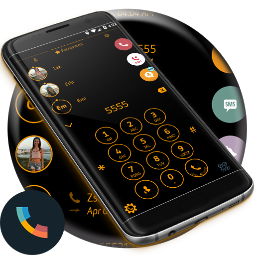 Circle Black Orange Phone DIaler Theme icon
