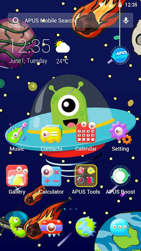 Cute Cartoon Alien APUS Launcher theme screenshot 1