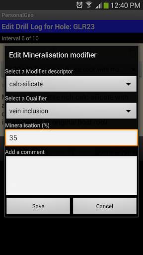 PersonalGeo geology logging screenshot 6