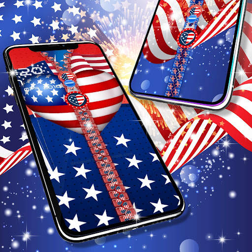 USA flag zipper lock screen screenshot 4
