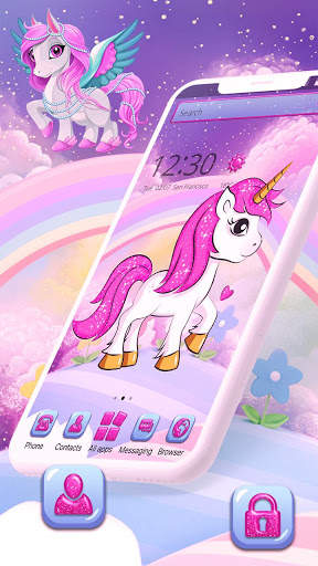 Cute Rainbow Unicorn Theme screenshot 2