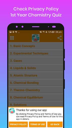 1st Year Chemistry MCQs Quiz screenshot 2
