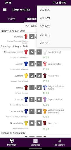 Live Scores for Premier League screenshot 7