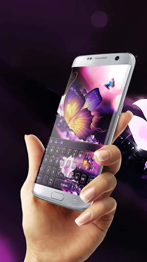 Vivid purple neon butterfly keyboard स्क्रीनशॉट 3