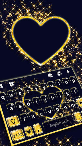 Black Gold Heart Keyboard Theme screenshot 2