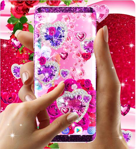 Diamond rose glitter wallpaper screenshot 3