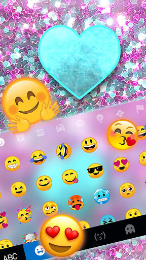 Glitter Cyan Heart Keyboard Background screenshot 3