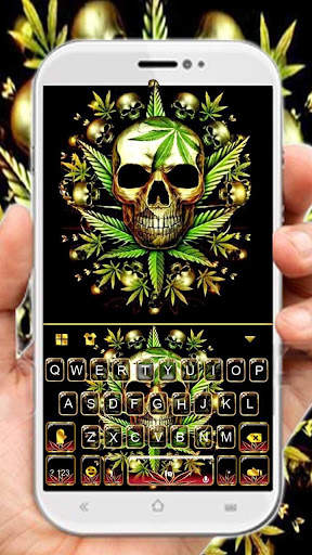 Gold Weed Skull Klavye Teması screenshot 1