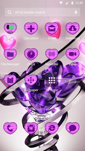 New purple crystal heart APUS launcher free theme screenshot 5