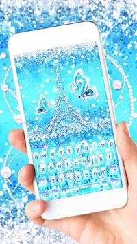 Turquoise Diamond Butterfly Keyboard Theme स्क्रीनशॉट 1