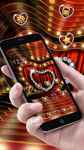 Red Metal Glitter Diamond Theme screenshot 3